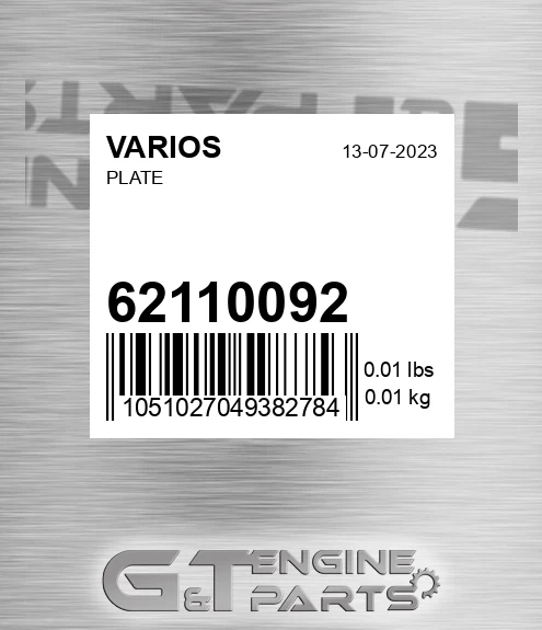62110092 Plate