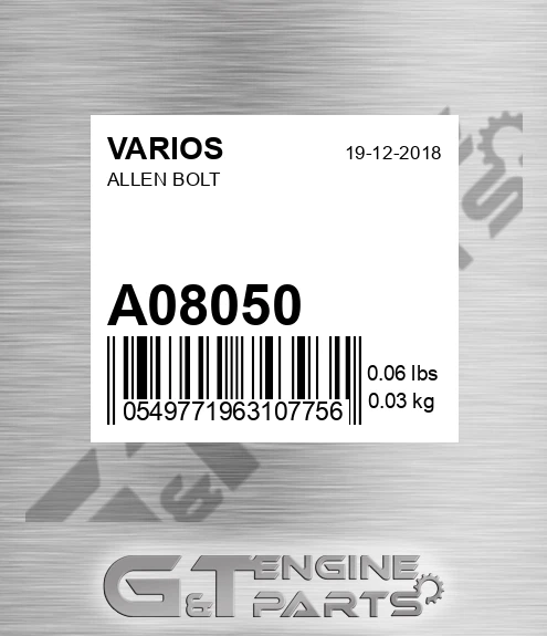 A08050 Allen Bolt