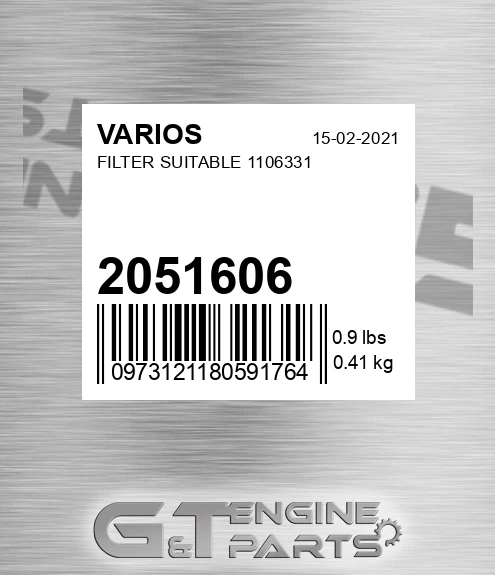 2051606 Filter Suitable 1106331