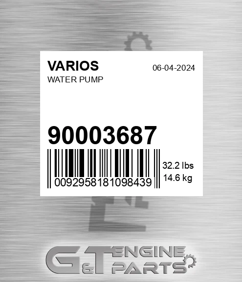 90003687 Water Pump for VARIOS