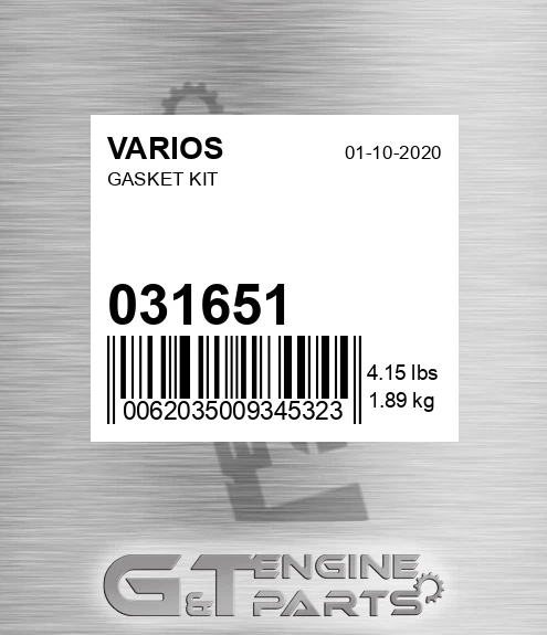 031.651 Gasket Kit for VARIOS
