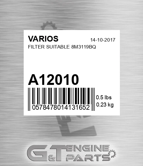 A12010 Filter Suitable 8m3119bq