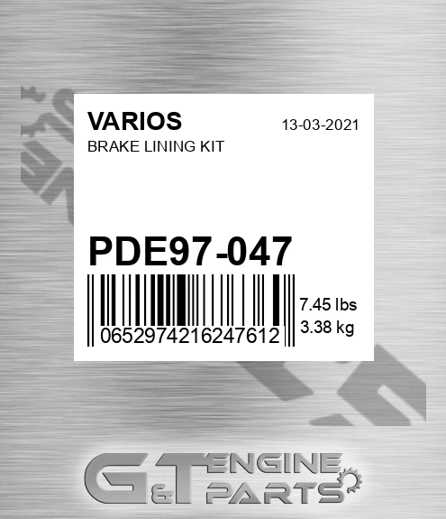 PDE97-047 Brake Lining Kit
