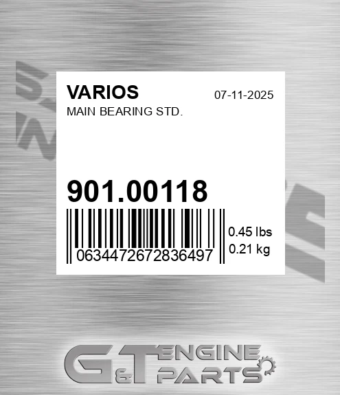 901.00118 Main Bearing Std.