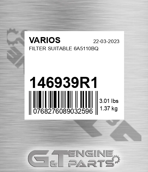 146939R1 Filter Suitable 6a5110bq
