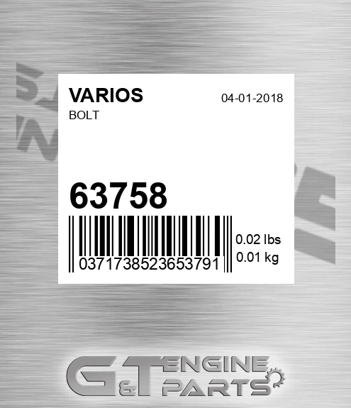 63758 Bolt for VARIOS