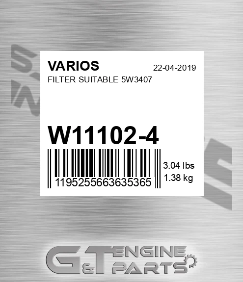 W11102/4 Filter Suitable 5w3407