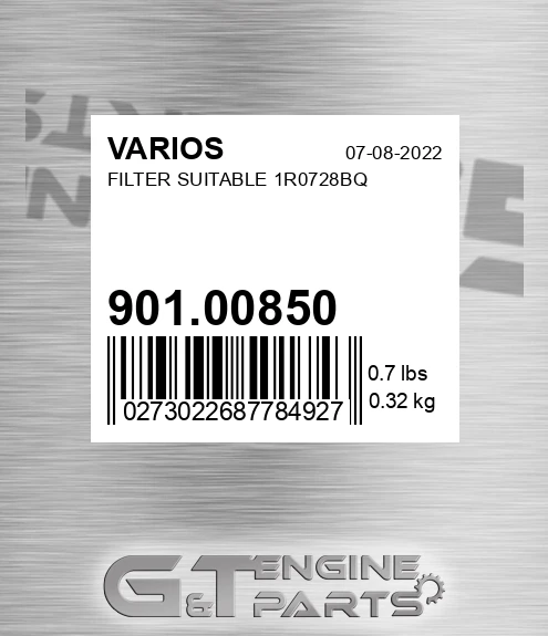 901.00850 Filter Suitable 1r0728bq
