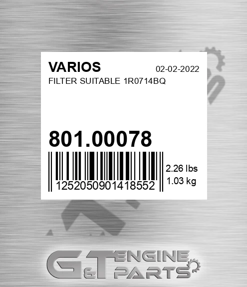 801.00078 Filter Suitable 1r0714bq