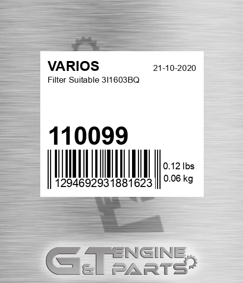 110099 Filter Suitable 3i1603bq