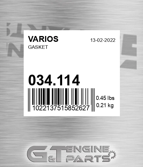 034.114 VARIOS Gasket