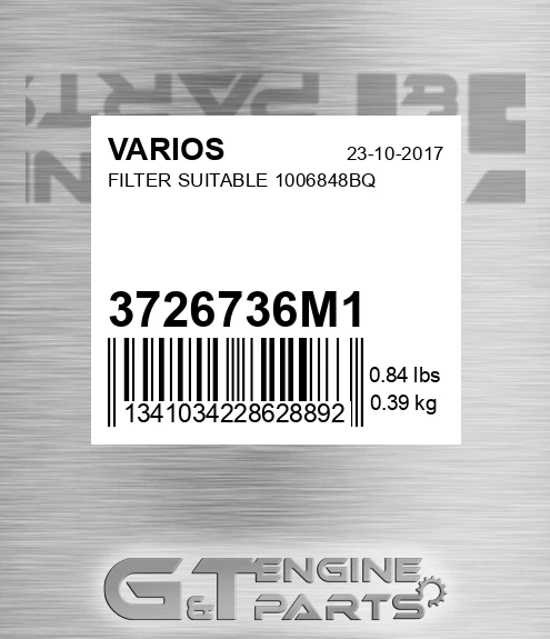 3726736M1 Filter Suitable 1006848bq