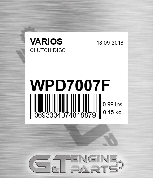 WPD7007F Clutch Disc