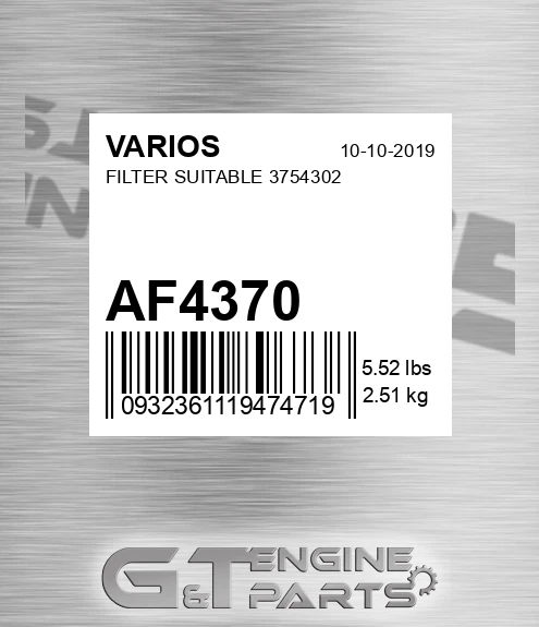 AF4370 Filter Suitable 3754302