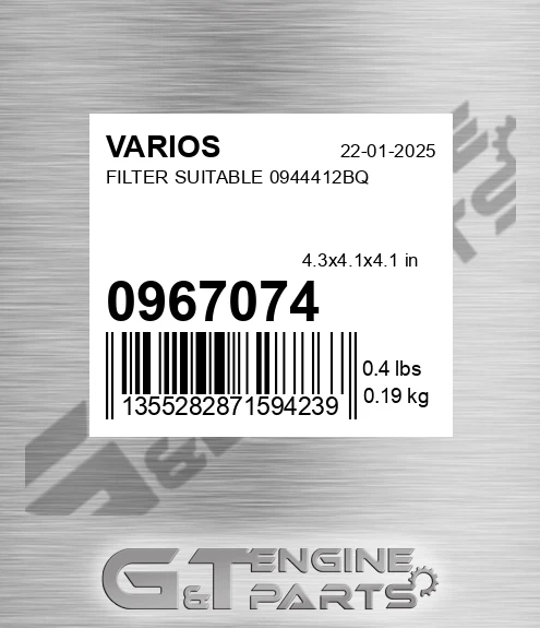 096.7074 Filter Suitable 0944412bq for VARIOS