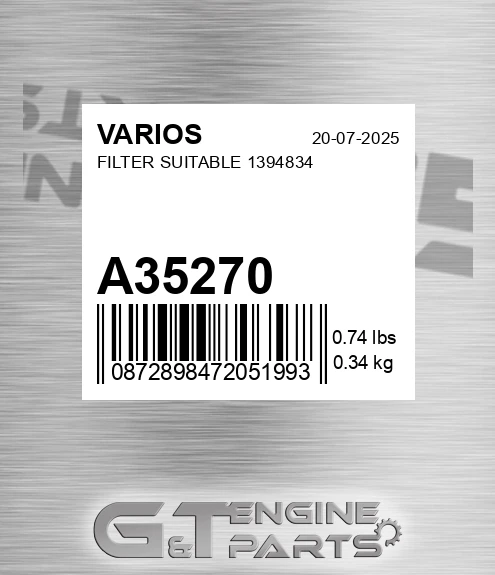A35270 VARIOS Filter Suitable 1394834