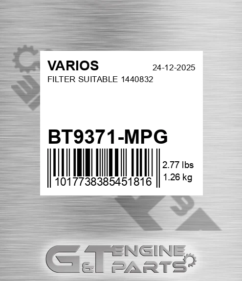 BT9371-MPG Filter Suitable 1440832 for VARIOS