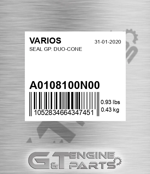 A0108100N00 Seal Gp. Duo-cone for VARIOS