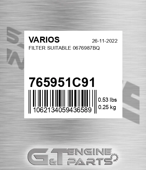 765951C91 Filter Suitable 0676987bq