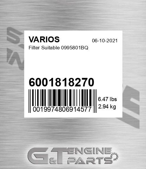 6001818270 Filter Suitable 0995801bq for VARIOS