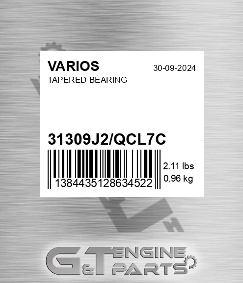 31309J2/QCL7C Tapered Bearing