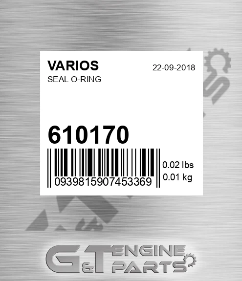 610170 Seal O-ring