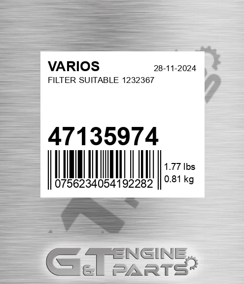 47135974 Filter Suitable 1232367