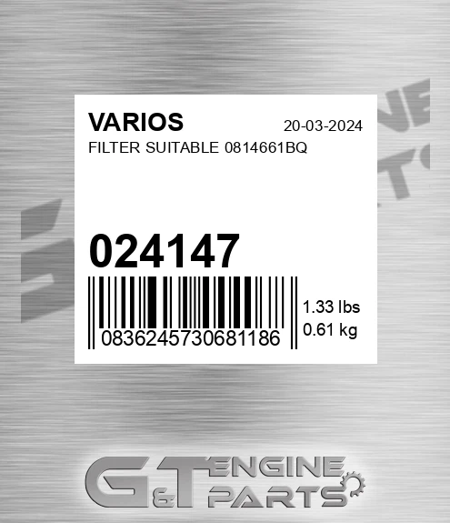 024.147 Filter Suitable 0814661bq