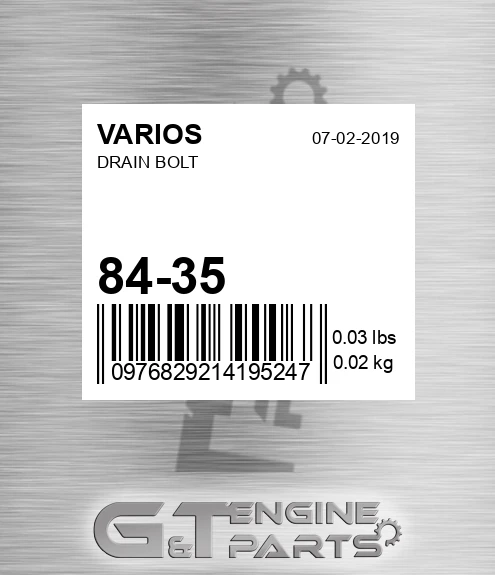 84-35 Drain Bolt for VARIOS
