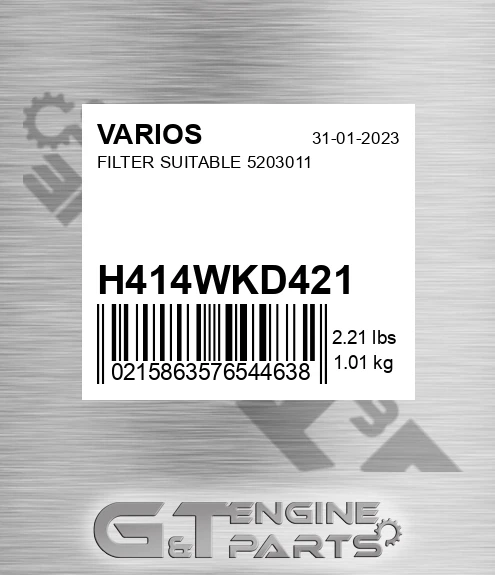 H414WKD421 Filter Suitable 5203011 for VARIOS