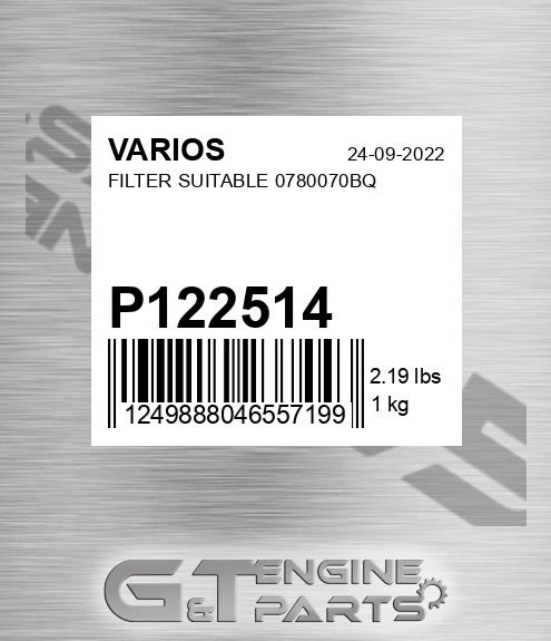 P122514 Filter Suitable 0780070bq