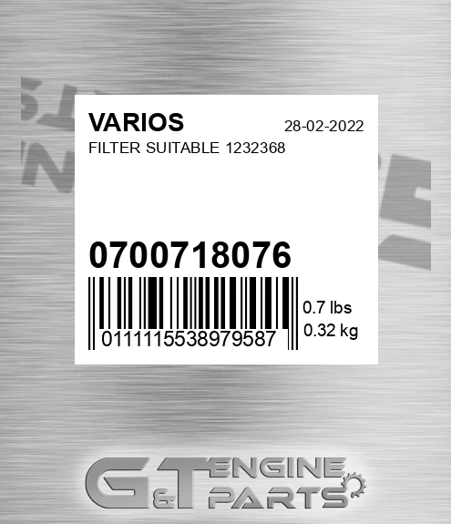 0700718076 Filter Suitable 1232368