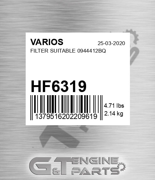 HF6319 VARIOS Filter Suitable 0944412bq