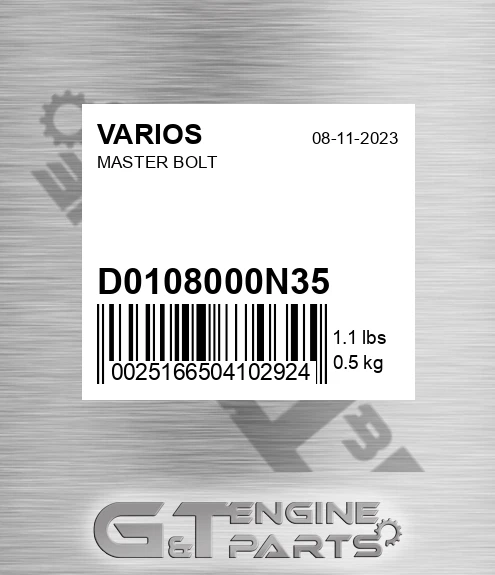D0108000N35 Master Bolt