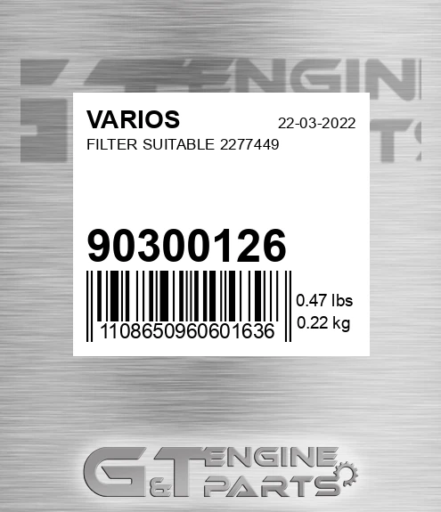 903.00126 Filter Suitable 2277449 for VARIOS