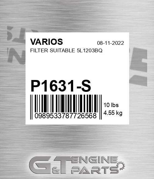 P1631-S Filter Suitable 5l1203bq