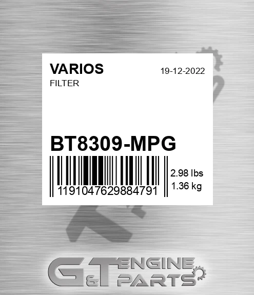 BT8309-MPG Filter for VARIOS