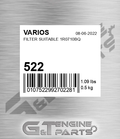 522 VARIOS Filter Suitable 1r0710bq