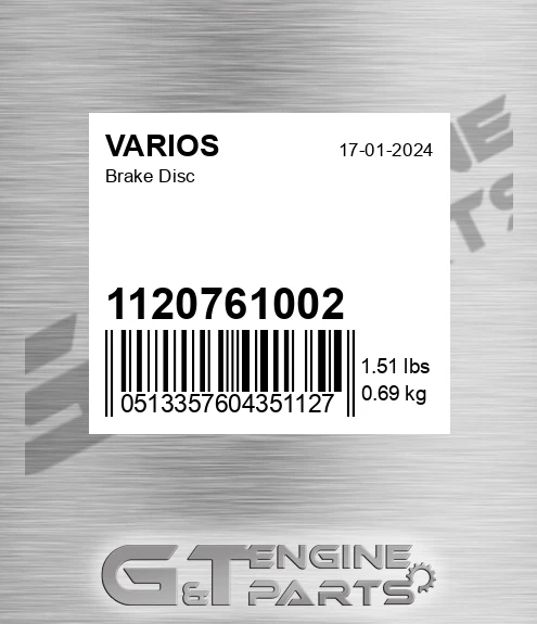 1120761002 VARIOS Brake Disc