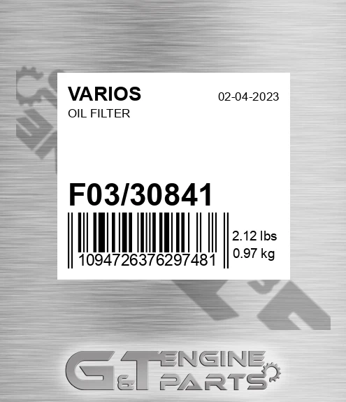 F03/30841 Oil Filter