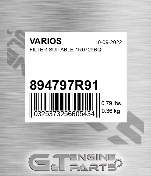 894797R91 Filter Suitable 1r0729bq for VARIOS