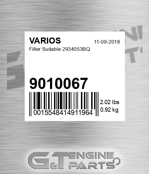 9010067 Filter Suitable 2934053bq for VARIOS