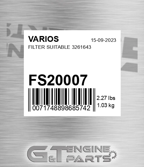 FS20007 VARIOS Filter Suitable 3261643