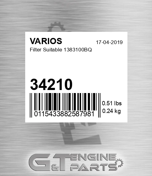 34210 Filter Suitable 1383100bq