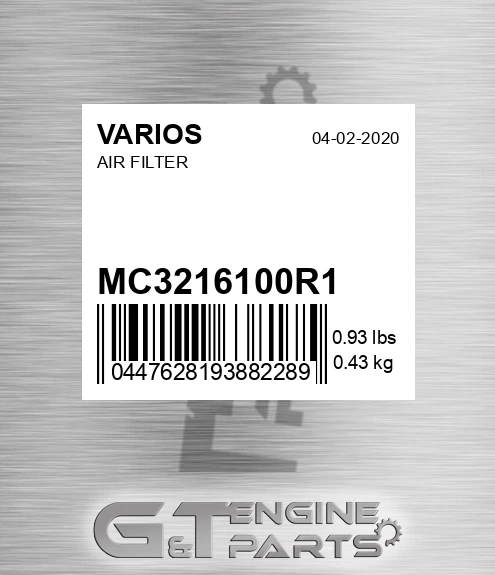 MC3216100R1 Air Filter for VARIOS