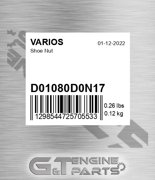 D01080D0N17 Shoe Nut
