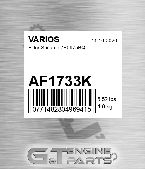AF1733K VARIOS Filter Suitable 7e0975bq