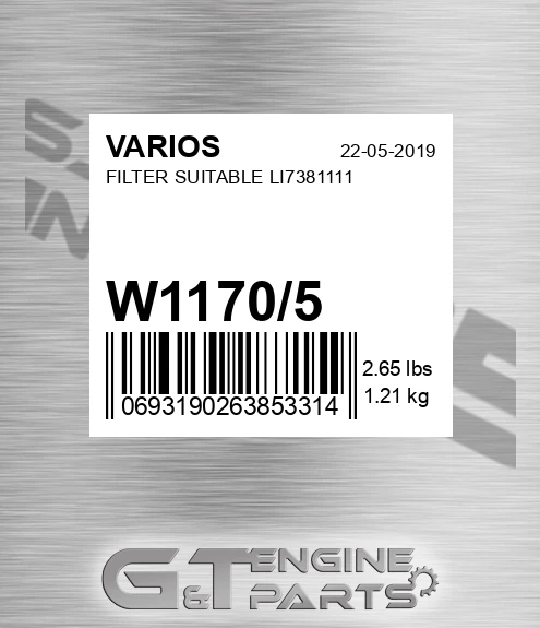 W1170/5 Filter Suitable Li7381111