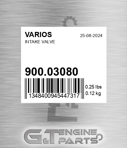 900.03080 Intake Valve