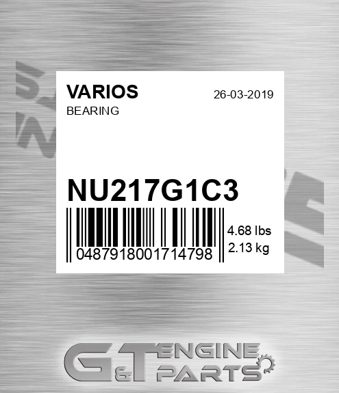 NU217G1C3 Bearing for VARIOS